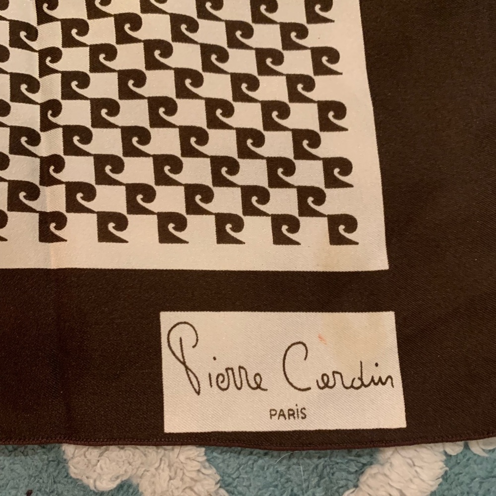 Pierre Cardin Paris Signature Brown & Cream Scarf Vintage 1980-1989